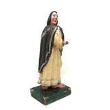 Carved, Polychromed Folk Art Saint with Very Large and Twisted Feet!