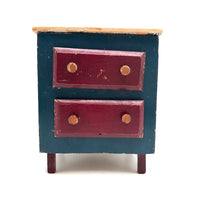 Miniature Red and Blue Two Drawer Cigar Box Chest