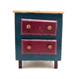 Miniature Red and Blue Two Drawer Cigar Box Chest