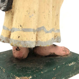 Carved, Polychromed Folk Art Saint with Very Large and Twisted Feet!