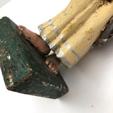 Carved, Polychromed Folk Art Saint with Very Large and Twisted Feet!