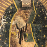 Antique Mexican Retablo on Tin of Madonna, Our Lady of Guadaloupe