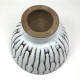 Mid-Century Hand-thrown Pedestal Bowl with White Fat Lava Glazing