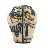 Vintage Linda Gastrom Egyptian Themed Raku Pottery Vase
