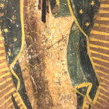 Antique Mexican Retablo on Tin of Madonna, Our Lady of Guadaloupe
