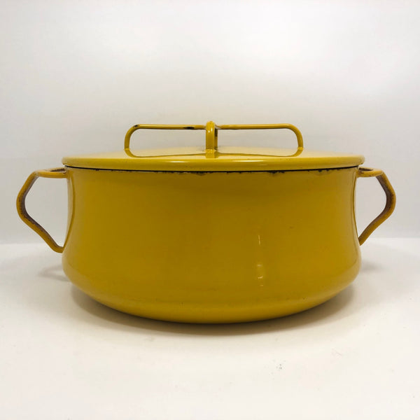 Vintage Dansk Yellow Enamel Kobenstyle Pot With Lid