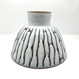 Mid-Century Hand-thrown Pedestal Bowl with White Fat Lava Glazing