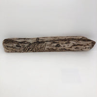 Pyrography Seascape on Driftwood with Lighthouse and Boats