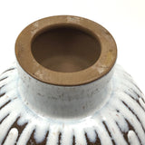 Mid-Century Hand-thrown Pedestal Bowl with White Fat Lava Glazing