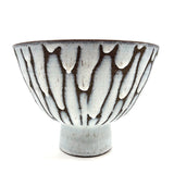 Mid-Century Hand-thrown Pedestal Bowl with White Fat Lava Glazing