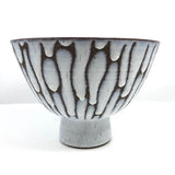 Mid-Century Hand-thrown Pedestal Bowl with White Fat Lava Glazing