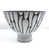 Mid-Century Hand-thrown Pedestal Bowl with White Fat Lava Glazing