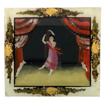 Antique Reverse Painting on Glass of Woman on Stage