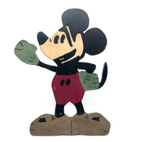Great Old Mickey Mouse Folk Art Doorstop with Rotating Arm and Alligatored Paint