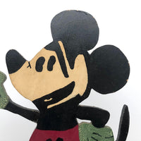 Great Old Mickey Mouse Folk Art Doorstop with Rotating Arm and Alligatored Paint