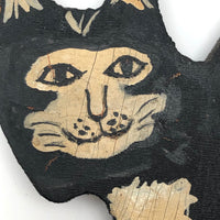 Old Black and White Wooden Cutout Cat