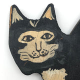 Old Black and White Wooden Cutout Cat