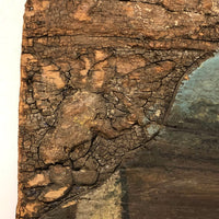 Curious Old Italian Opera Painting on Wood Panel with Carved Cherubs