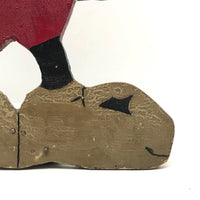 Great Old Mickey Mouse Folk Art Doorstop with Rotating Arm and Alligatored Paint