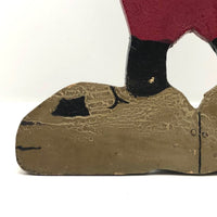 Great Old Mickey Mouse Folk Art Doorstop with Rotating Arm and Alligatored Paint