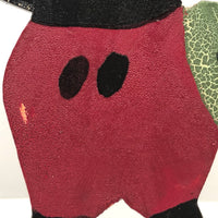 Great Old Mickey Mouse Folk Art Doorstop with Rotating Arm and Alligatored Paint