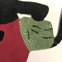 Great Old Mickey Mouse Folk Art Doorstop with Rotating Arm and Alligatored Paint