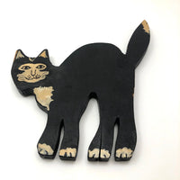 Old Black and White Wooden Cutout Cat