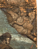 Curious Old Italian Opera Painting on Wood Panel with Carved Cherubs