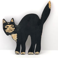 Old Black and White Wooden Cutout Cat