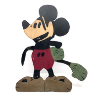 Great Old Mickey Mouse Folk Art Doorstop with Rotating Arm and Alligatored Paint