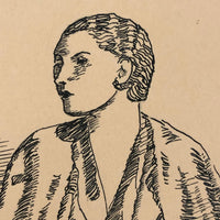 1928 Charles Martin Ink Drawing of Very Stylish Looking Woman!