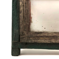 Antique Folk Art Altar Case with Crosses and Wavy Glass