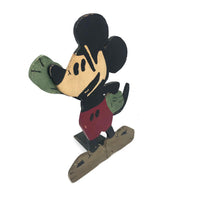 Great Old Mickey Mouse Folk Art Doorstop with Rotating Arm and Alligatored Paint