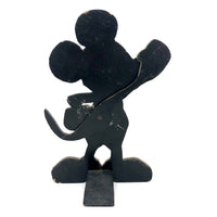Great Old Mickey Mouse Folk Art Doorstop with Rotating Arm and Alligatored Paint