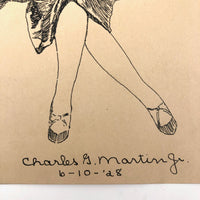 1928 Charles Martin Ink Drawing of Very Stylish Looking Woman!