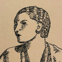 1928 Charles Martin Ink Drawing of Very Stylish Looking Woman!