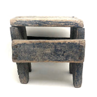 Gorgeous, Much Loved Primitive Stool in Old Blue Paint