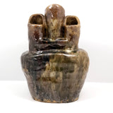 Super Chunky Triple Opening Hand-built Pottery Vase with Drippy Glazing