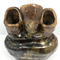 Super Chunky Triple Opening Hand-built Pottery Vase with Drippy Glazing