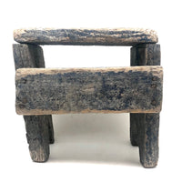 Gorgeous, Much Loved Primitive Stool in Old Blue Paint