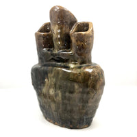 Super Chunky Triple Opening Hand-built Pottery Vase with Drippy Glazing