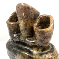 Super Chunky Triple Opening Hand-built Pottery Vase with Drippy Glazing