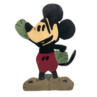 Great Old Mickey Mouse Folk Art Doorstop with Rotating Arm and Alligatored Paint