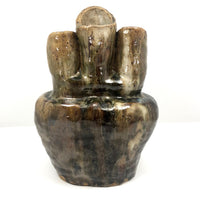 Super Chunky Triple Opening Hand-built Pottery Vase with Drippy Glazing