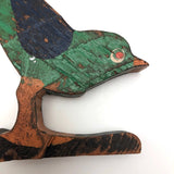 Green Standing Bird with Orange Feet by Canadian Folk Artist Yves Robitaille