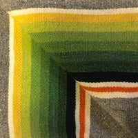 Mexican Vintage Saltillo Serape Blanket, Gray with Rainbow Stripes