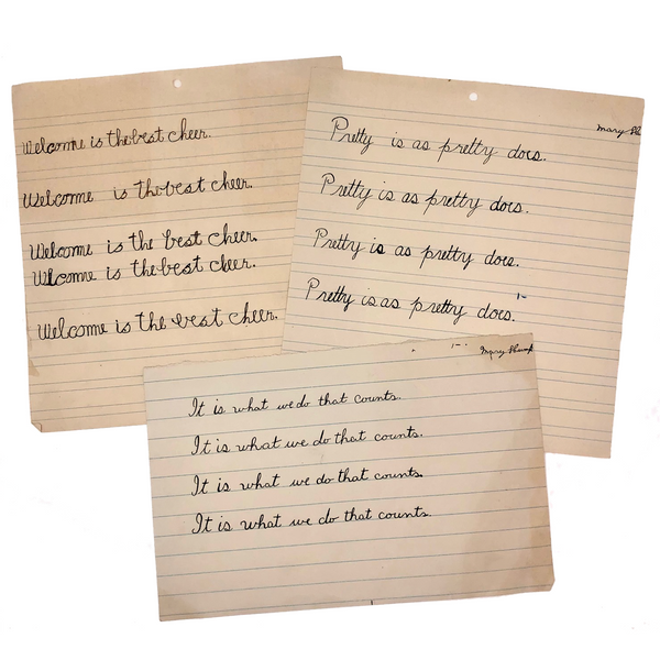 Mary's Old Penmanship Exercises - Set of Three