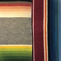 Mexican Vintage Saltillo Serape Blanket, Gray with Rainbow Stripes