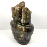 Super Chunky Triple Opening Hand-built Pottery Vase with Drippy Glazing