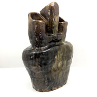 Super Chunky Triple Opening Hand-built Pottery Vase with Drippy Glazing